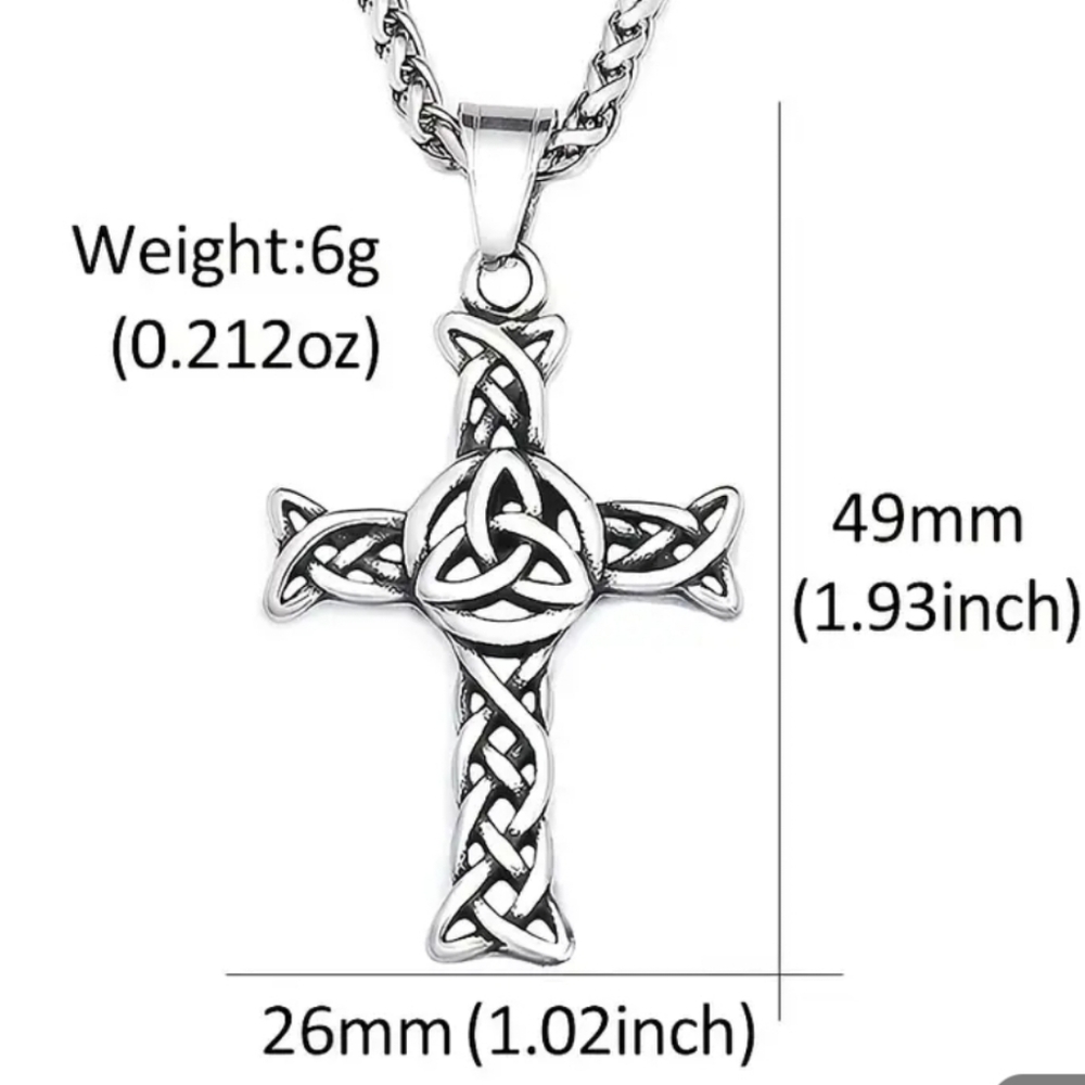 Stainless Steel Celtic Knot Cross Pendant Necklace - Picture 5 of 5